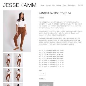 Jesse Kamm Ranger pants Sz 2, Tone 34
